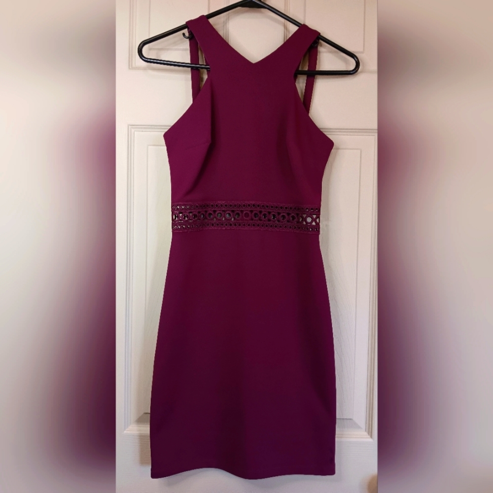 BCX Junior's Bodycon Dress w/ Waist Cutout - Burgundy - Size 0